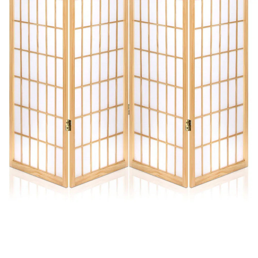Artiss 4 Panel Room Divider Screen 174x179cm Natural - Mekamart Australia