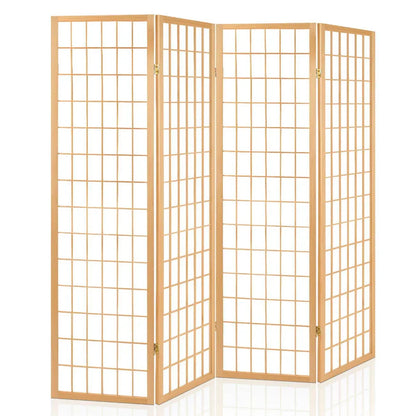 Artiss 4 Panel Room Divider Screen 174x179cm Natural - Mekamart Australia