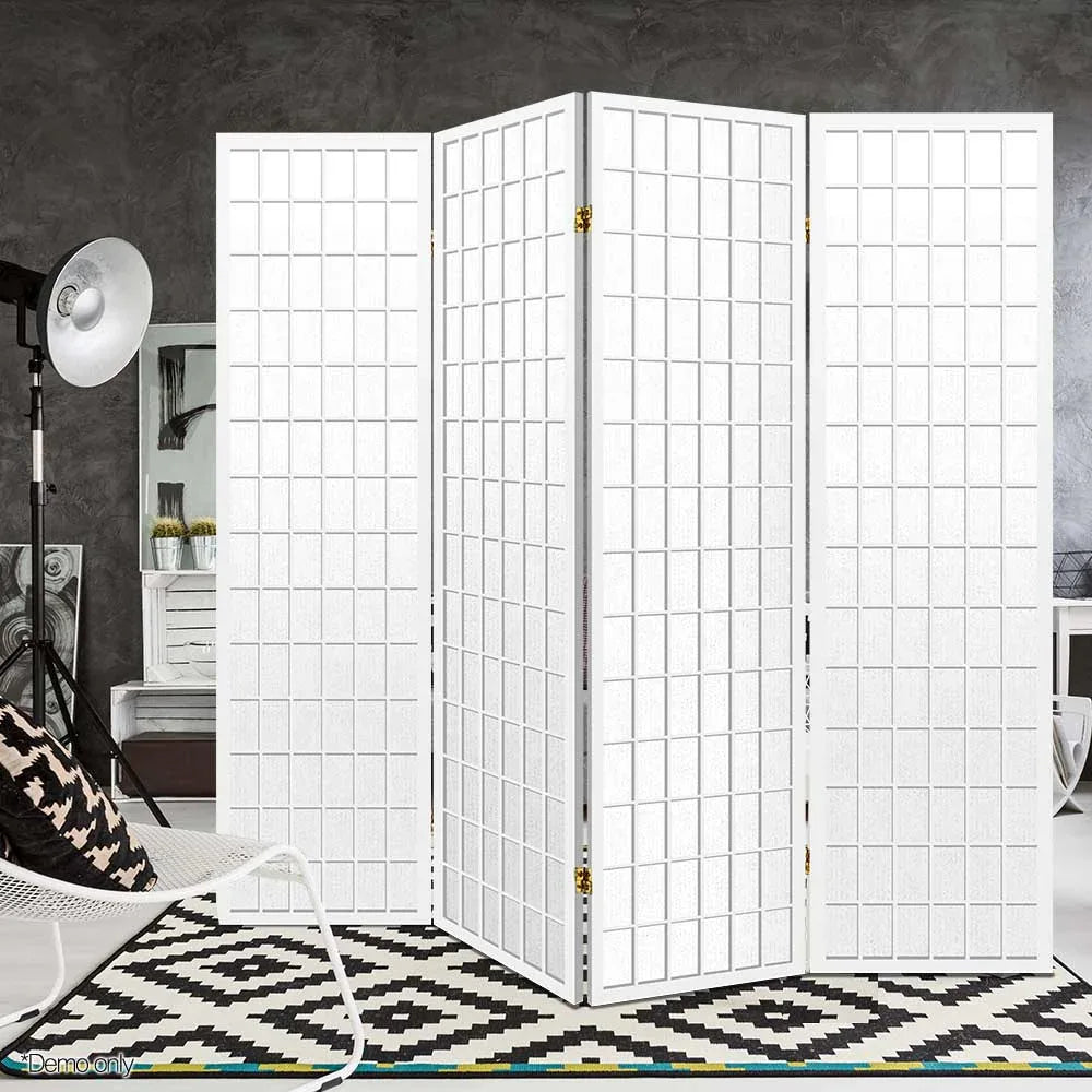 Artiss 4 Panel Room Divider Screen 174x179cm White - Mekamart Australia