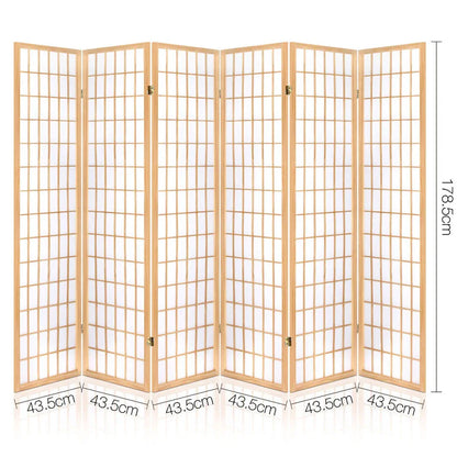 Artiss 6 Panel Room Divider Screen 261x179cm Natural - Mekamart Australia