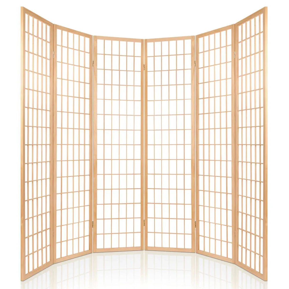 Artiss 6 Panel Room Divider Screen 261x179cm Natural - Mekamart Australia