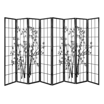 Artiss 8 Panel Room Divider Screen 348x179cm Bamboo Black White - Mekamart Australia