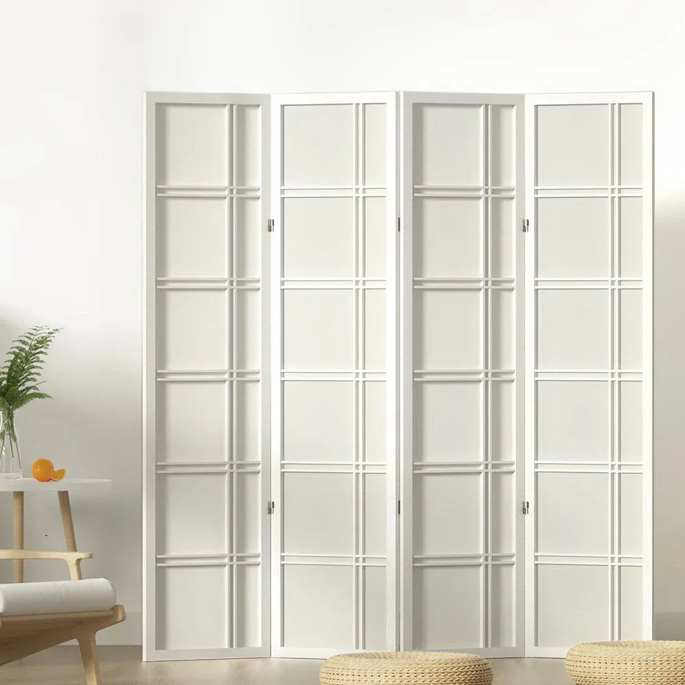 Artiss 4 Panel Room Divider Screen 176x179cm Nova White - Mekamart Australia