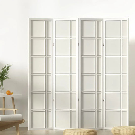 Artiss 4 Panel Room Divider Screen 176x179cm Nova White - Mekamart Australia