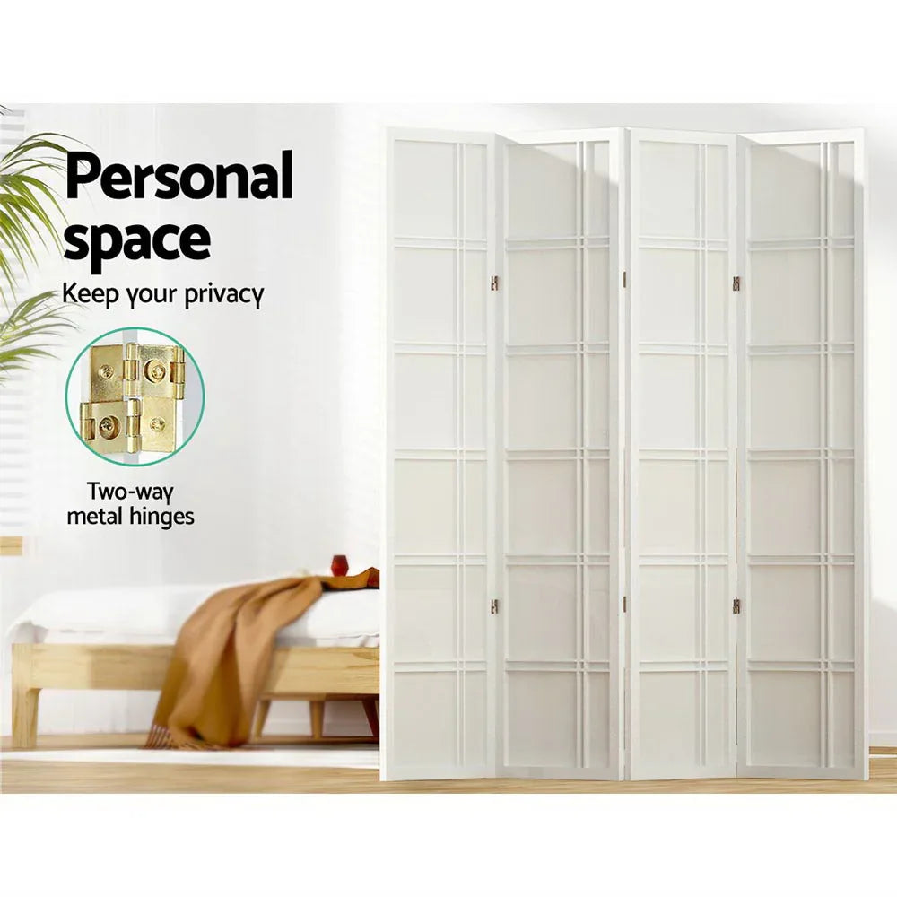 Artiss 4 Panel Room Divider Screen 176x179cm Nova White - Mekamart Australia