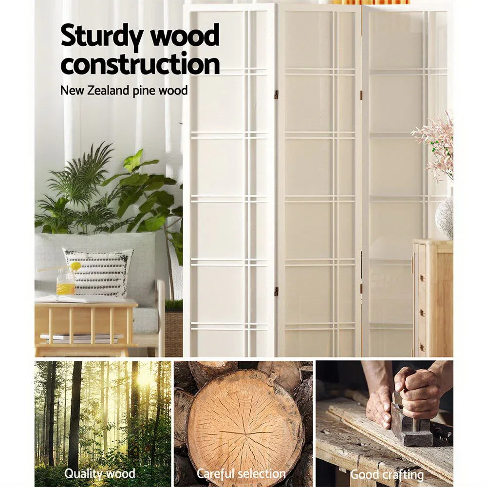 Artiss 4 Panel Room Divider Screen 176x179cm Nova White - Mekamart Australia
