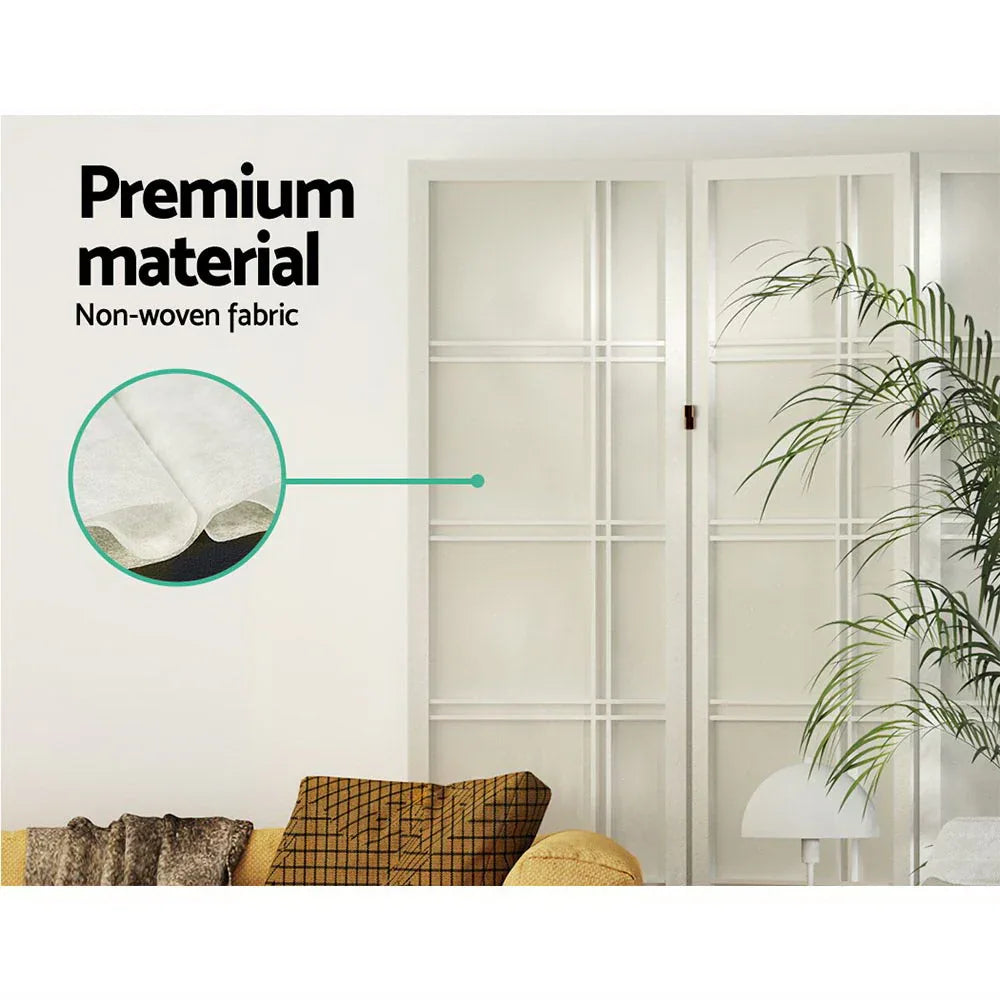 Artiss 4 Panel Room Divider Screen 176x179cm Nova White - Mekamart Australia