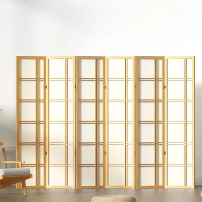 Artiss 6 Panel Room Divider Screen 265x179cm Nova Natural - Mekamart Australia