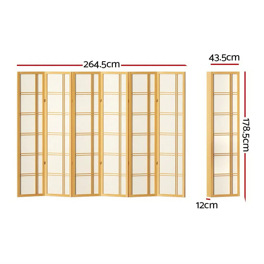 Artiss 6 Panel Room Divider Screen 265x179cm Nova Natural - Mekamart Australia