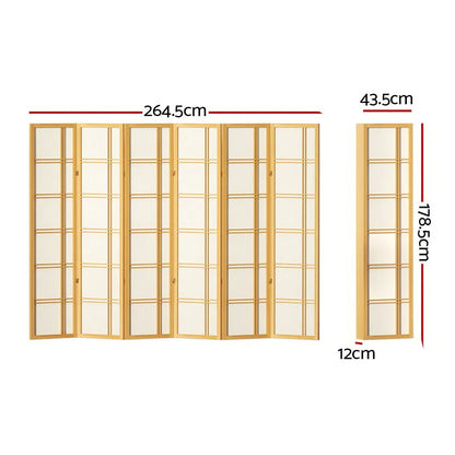 Artiss 6 Panel Room Divider Screen 265x179cm Nova Natural - Mekamart Australia