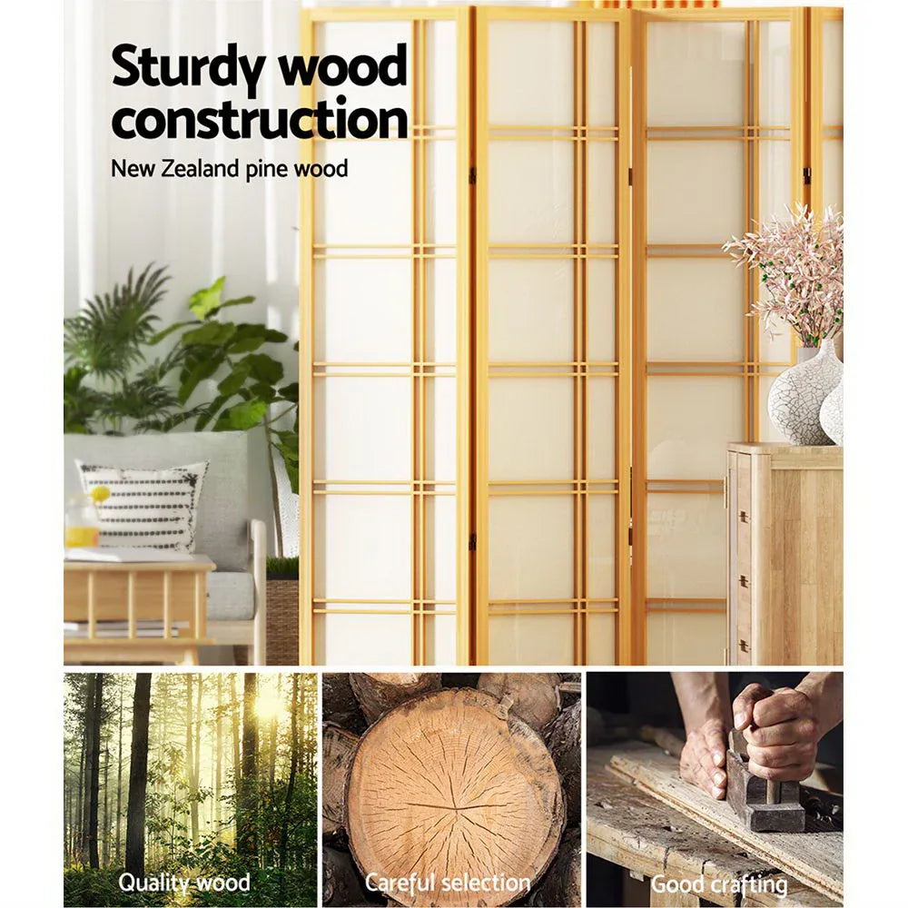 Artiss 6 Panel Room Divider Screen 265x179cm Nova Natural - Mekamart Australia