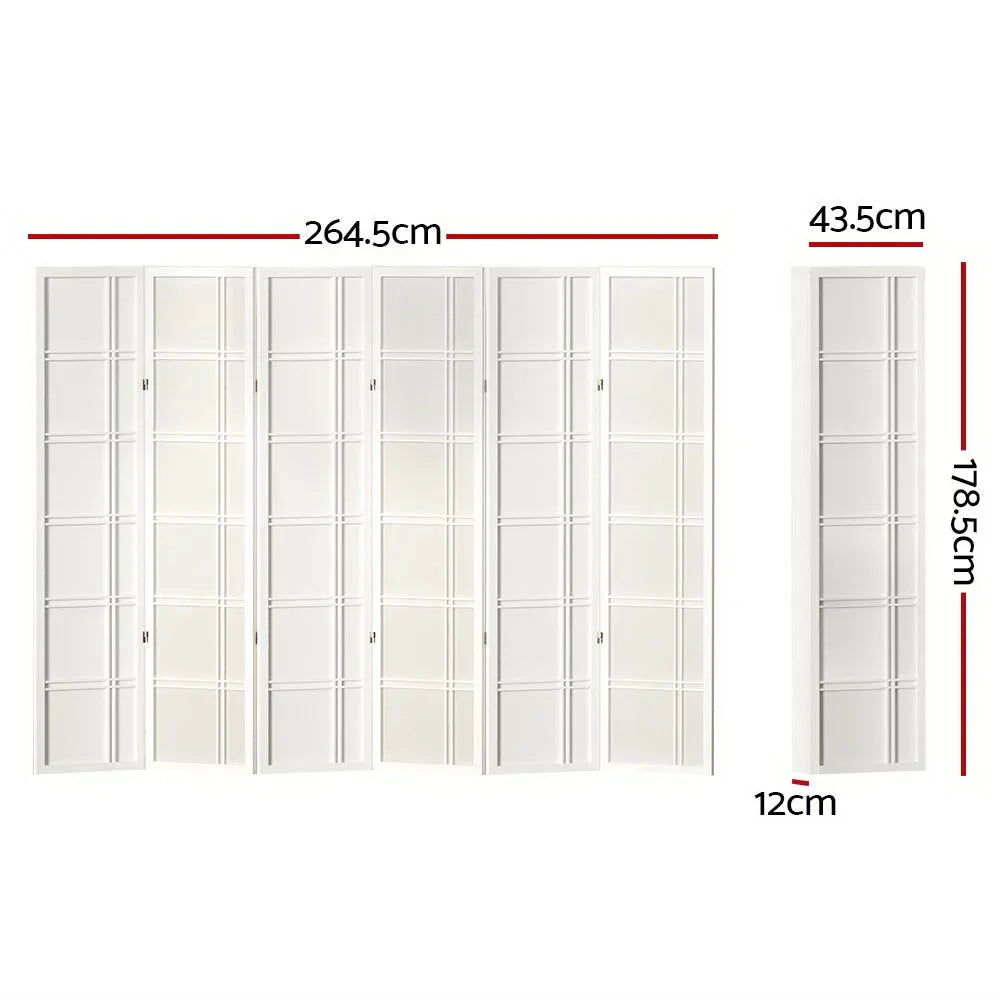 Artiss 6 Panel Room Divider Screen 265x179cm Nova White - Mekamart Australia