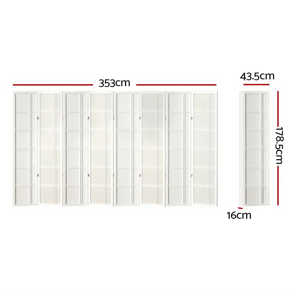 Artiss 8 Panel Room Divider Screen 353x179cm Nova White - Mekamart Australia