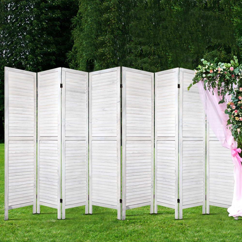 Artiss 8 Panel Room Divider Screen 326x170cm Louver White - Mekamart Australia