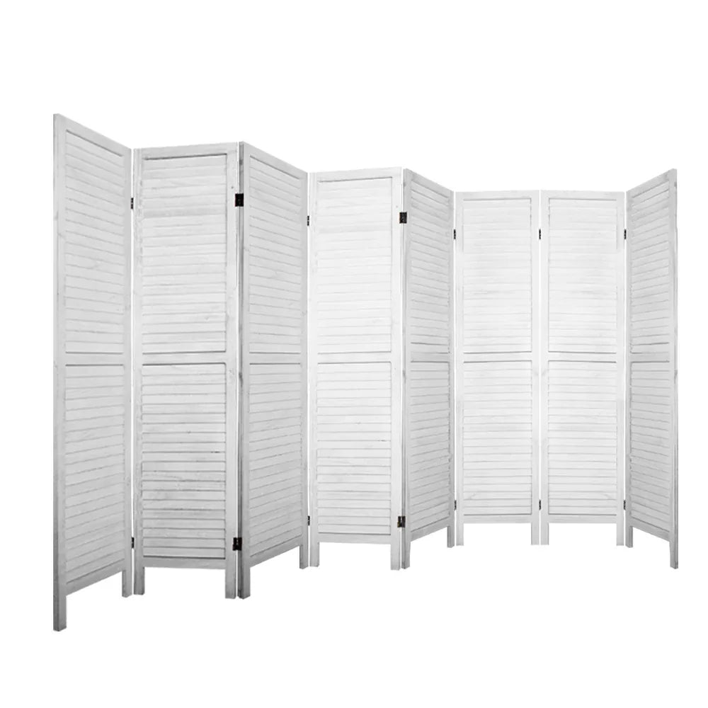 Artiss 8 Panel Room Divider Screen 326x170cm Louver White - Mekamart Australia