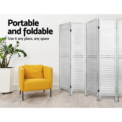 Artiss 8 Panel Room Divider Screen 326x170cm Louver White - Mekamart Australia