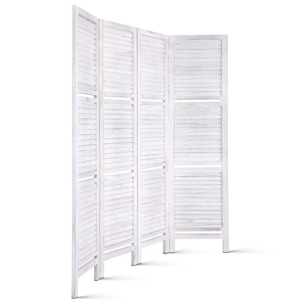 Artiss 4 Panel Room Divider Screen 163x170cm Shelf White - Mekamart Australia