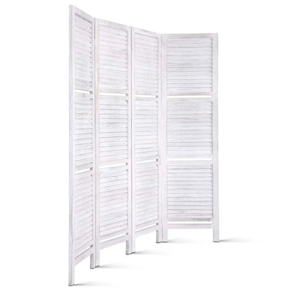 Artiss 4 Panel Room Divider Screen 163x170cm Shelf White - Mekamart Australia