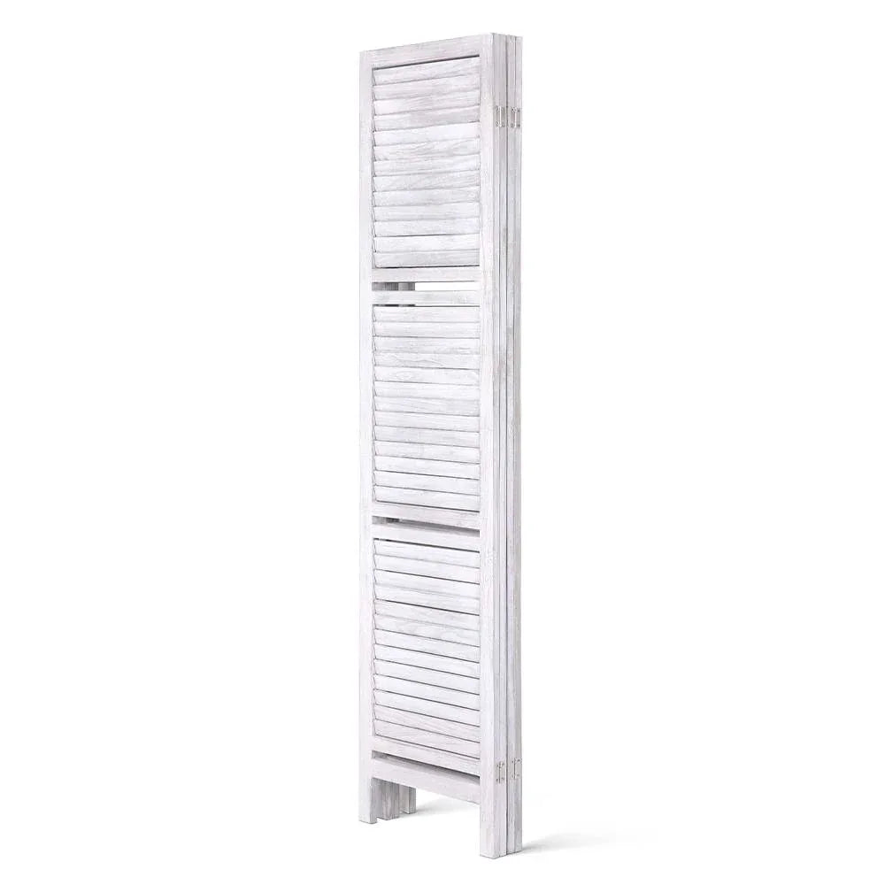 Artiss 4 Panel Room Divider Screen 163x170cm Shelf White - Mekamart Australia