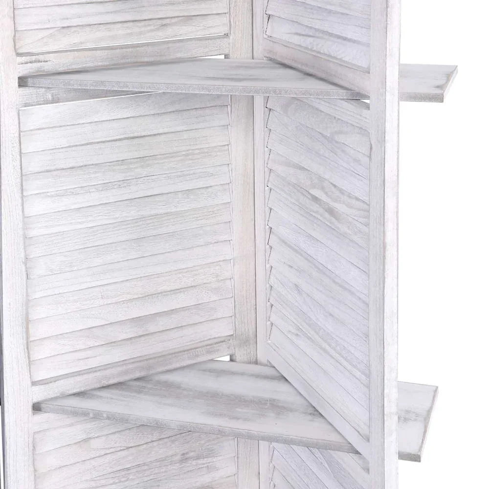 Artiss 4 Panel Room Divider Screen 163x170cm Shelf White - Mekamart Australia