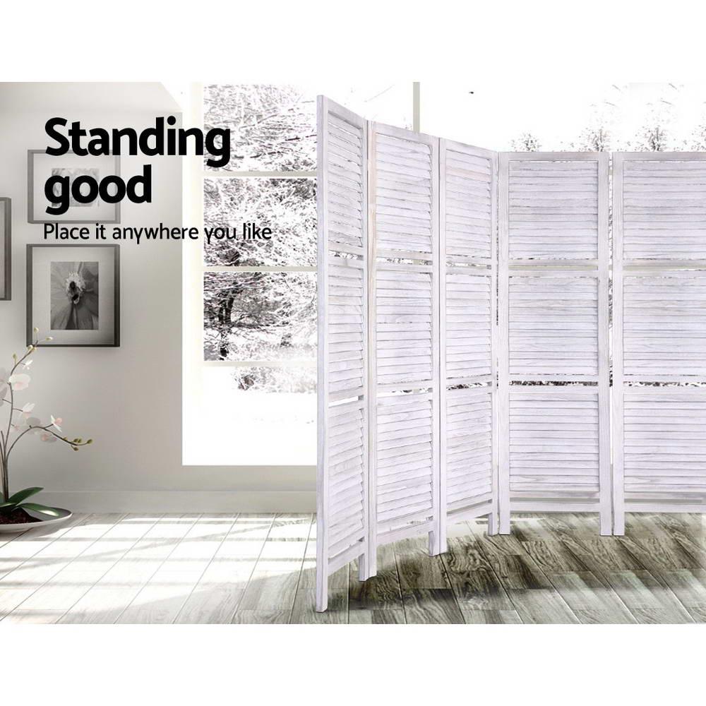 Artiss 8 Panel Room Divider Screen 326x170cm Shelf White - Mekamart Australia