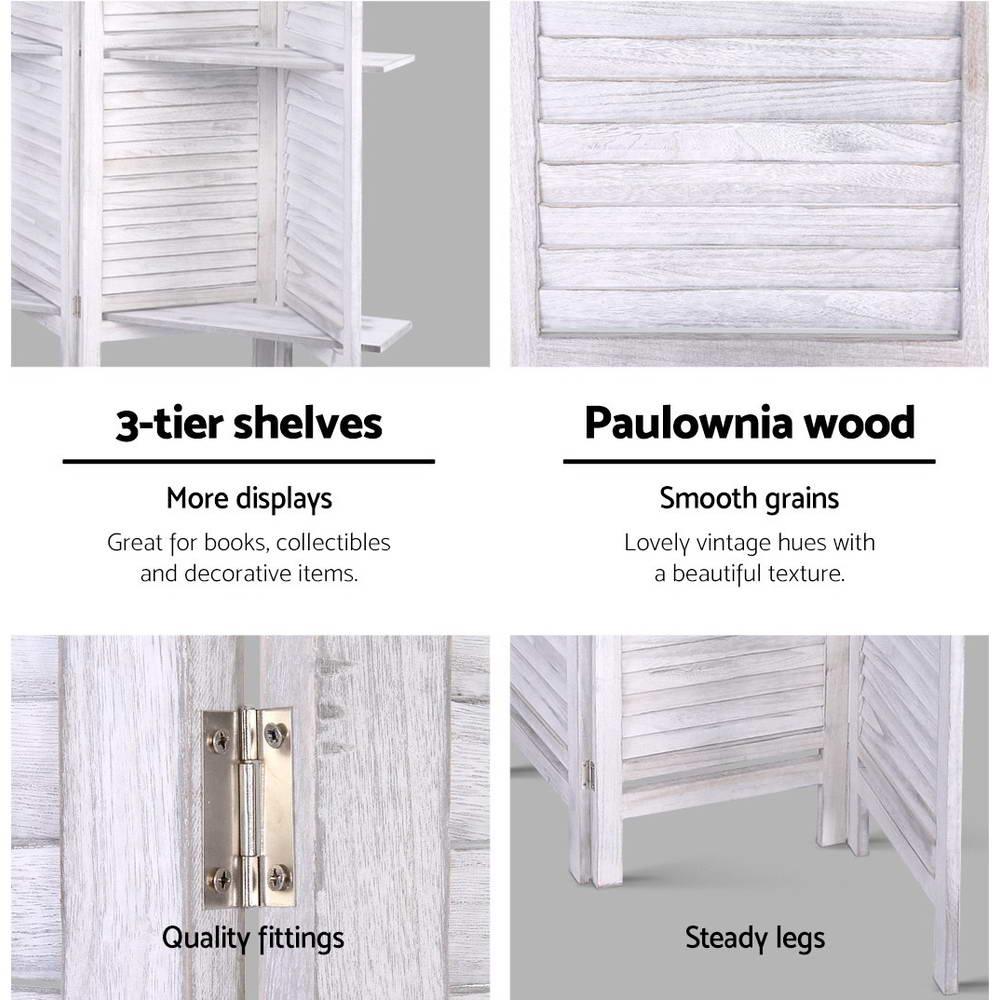 Artiss 8 Panel Room Divider Screen 326x170cm Shelf White - Mekamart Australia
