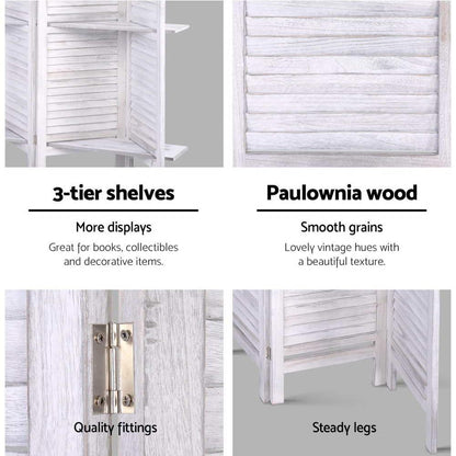 Artiss 8 Panel Room Divider Screen 326x170cm Shelf White - Mekamart Australia