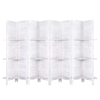 Artiss 8 Panel Room Divider Screen 326x170cm Shelf White - Mekamart Australia