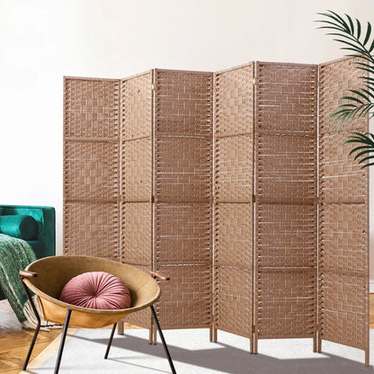 Artiss 6 Panel Room Divider Screen 245x170cm Woven Natural - Mekamart Australia