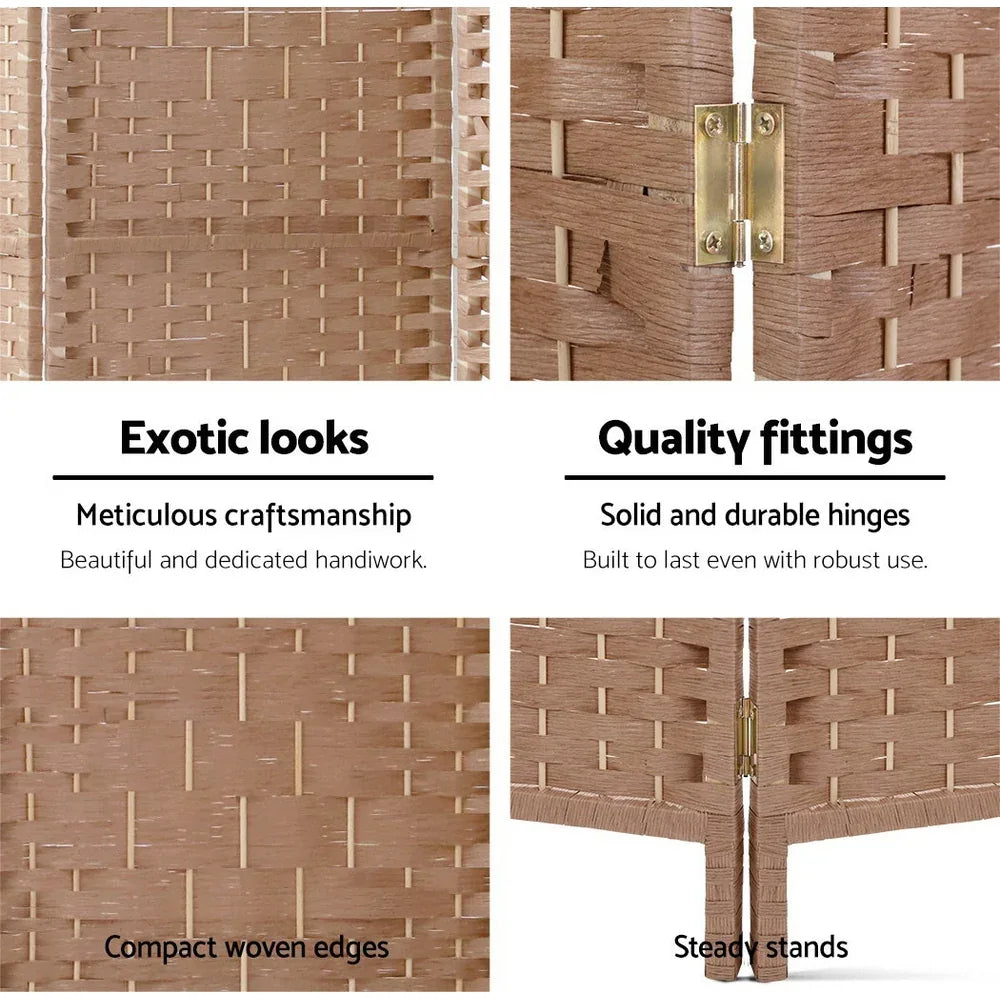 Artiss 6 Panel Room Divider Screen 245x170cm Woven Natural - Mekamart Australia