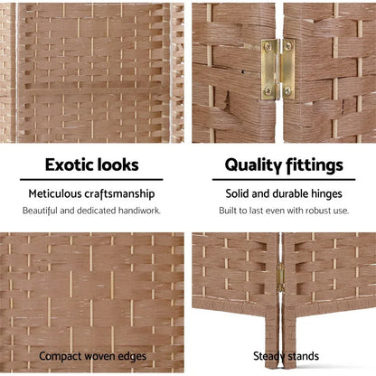 Artiss 6 Panel Room Divider Screen 245x170cm Woven Natural - Mekamart Australia