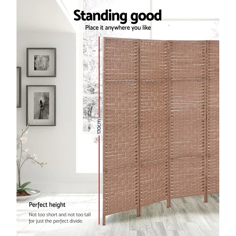 Artiss 6 Panel Room Divider Screen 245x170cm Woven Natural - Mekamart Australia