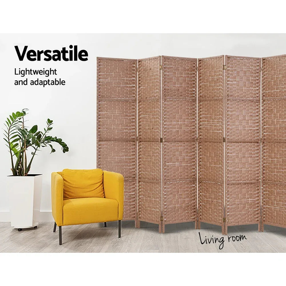 Artiss 6 Panel Room Divider Screen 245x170cm Woven Natural - Mekamart Australia