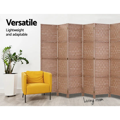 Artiss 6 Panel Room Divider Screen 245x170cm Woven Natural - Mekamart Australia