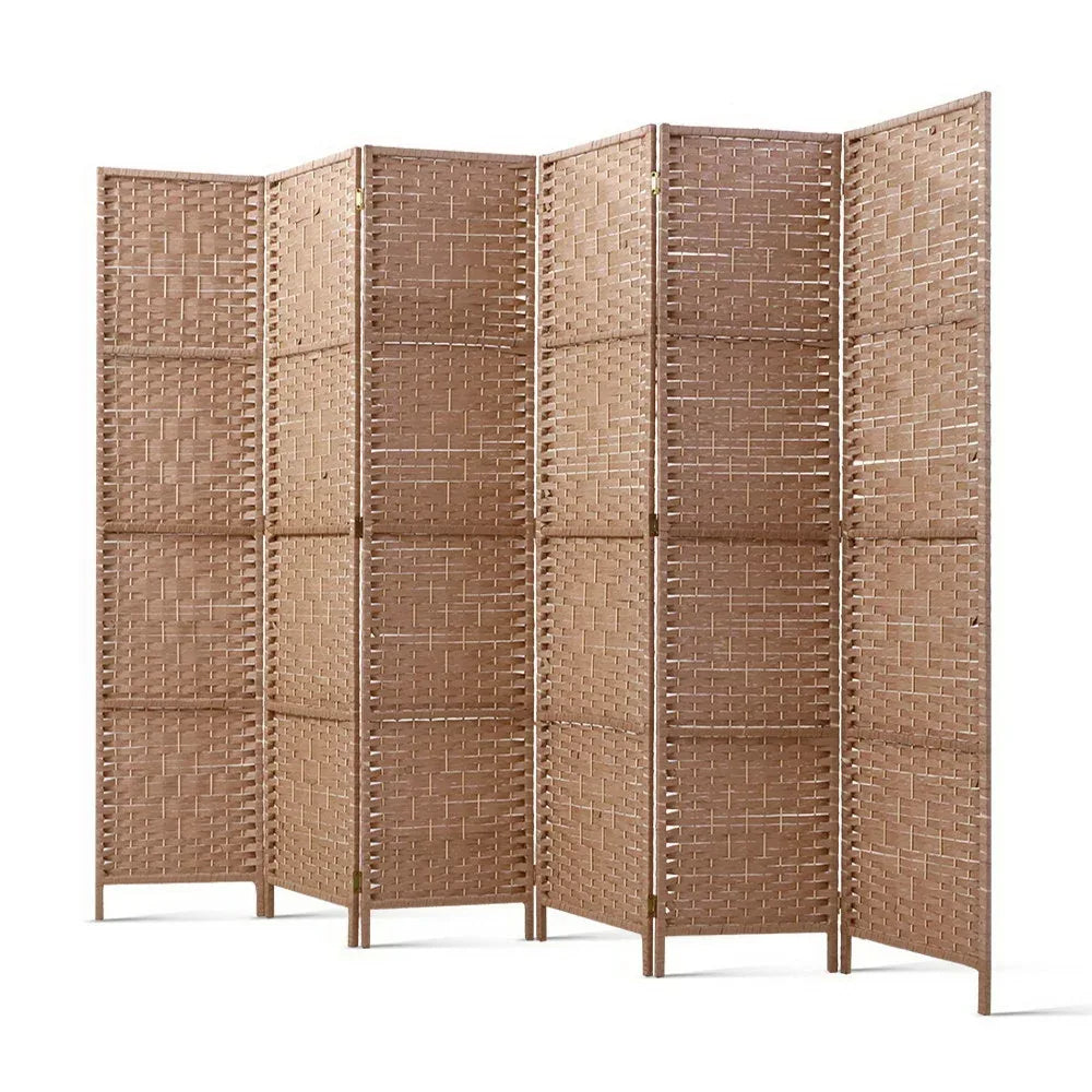 Artiss 6 Panel Room Divider Screen 245x170cm Woven Natural - Mekamart Australia