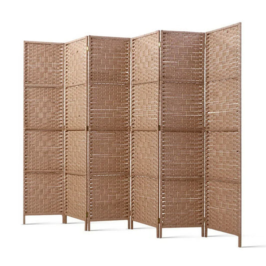 Artiss 6 Panel Room Divider Screen 245x170cm Woven Natural - Mekamart Australia
