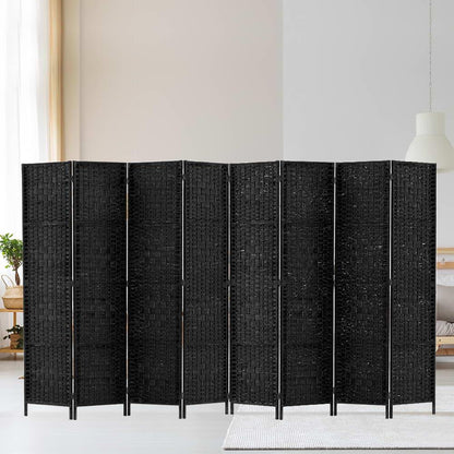 Artiss 8 Panel Room Divider Screen 326x170cm Woven Black - Mekamart Australia
