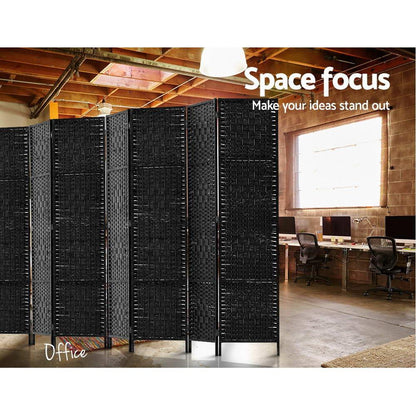 Artiss 8 Panel Room Divider Screen 326x170cm Woven Black - Mekamart Australia