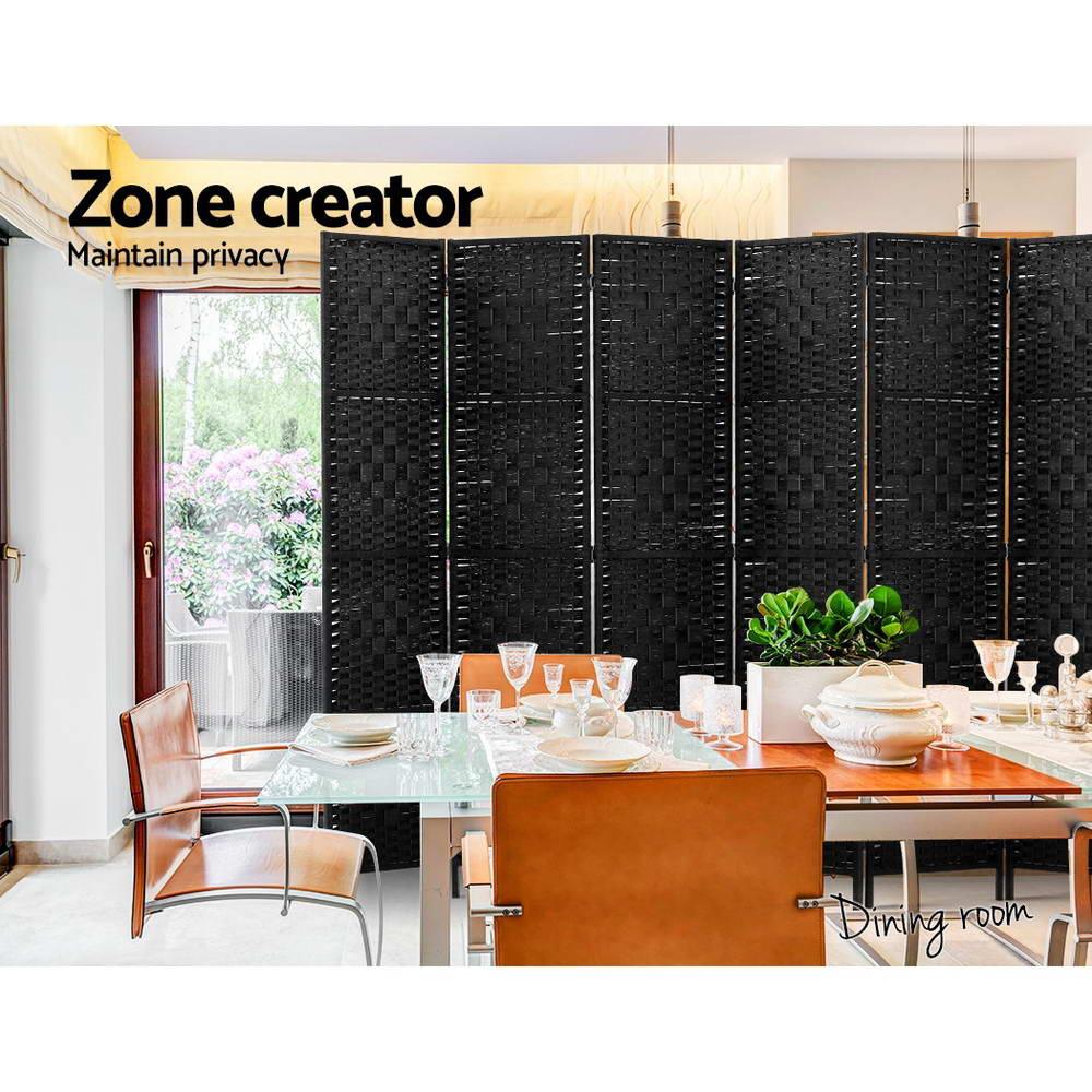 Artiss 8 Panel Room Divider Screen 326x170cm Woven Black - Mekamart Australia