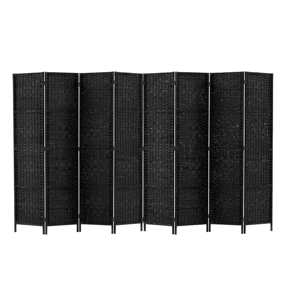 Artiss 8 Panel Room Divider Screen 326x170cm Woven Black - Mekamart Australia