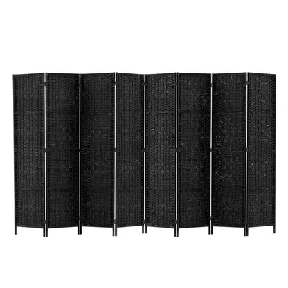 Artiss 8 Panel Room Divider Screen 326x170cm Woven Black - Mekamart Australia