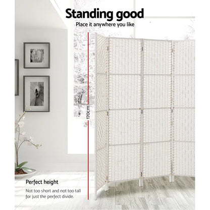 Artiss 8 Panel Room Divider Screen 326x170cm Woven White - Mekamart Australia