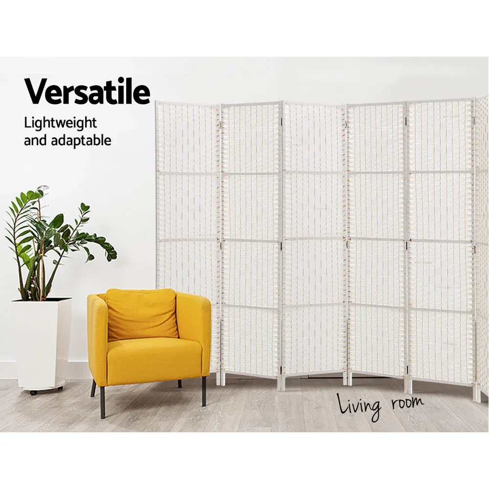 Artiss 8 Panel Room Divider Screen 326x170cm Woven White - Mekamart Australia