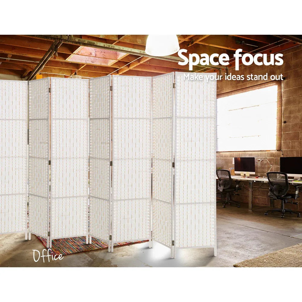 Artiss 8 Panel Room Divider Screen 326x170cm Woven White - Mekamart Australia