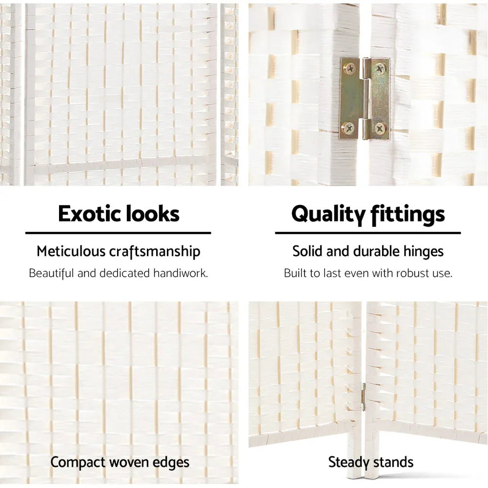 Artiss 8 Panel Room Divider Screen 326x170cm Woven White - Mekamart Australia
