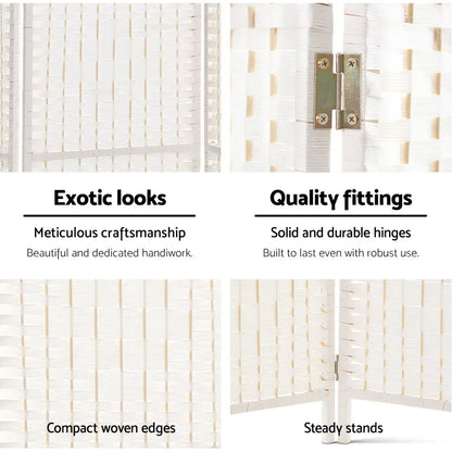 Artiss 8 Panel Room Divider Screen 326x170cm Woven White - Mekamart Australia