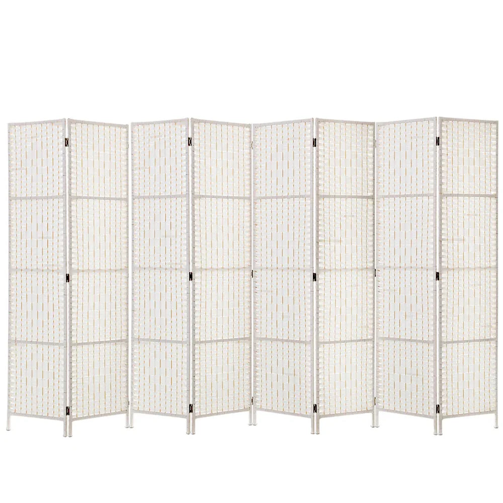 Artiss 8 Panel Room Divider Screen 326x170cm Woven White - Mekamart Australia