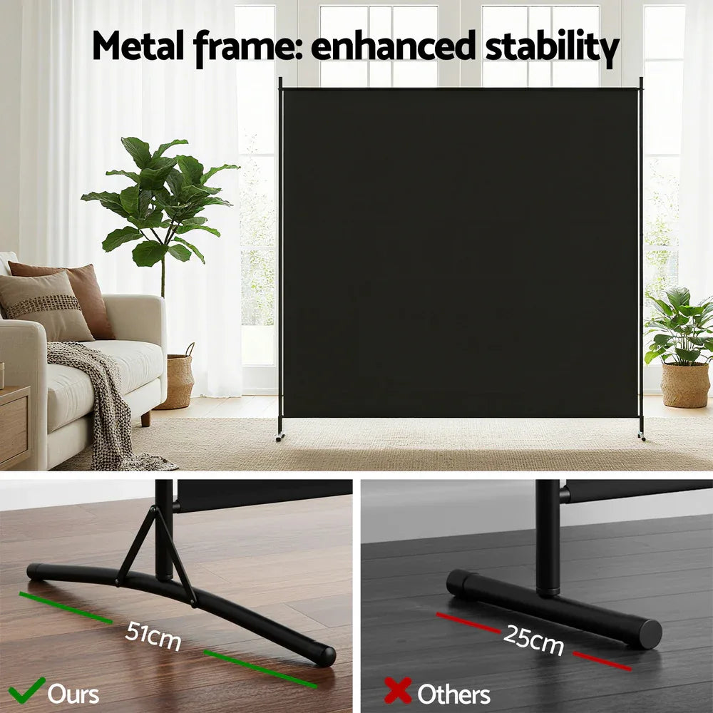 Artiss Room Divider Screen 175x180cm Fabric Black - Mekamart Australia