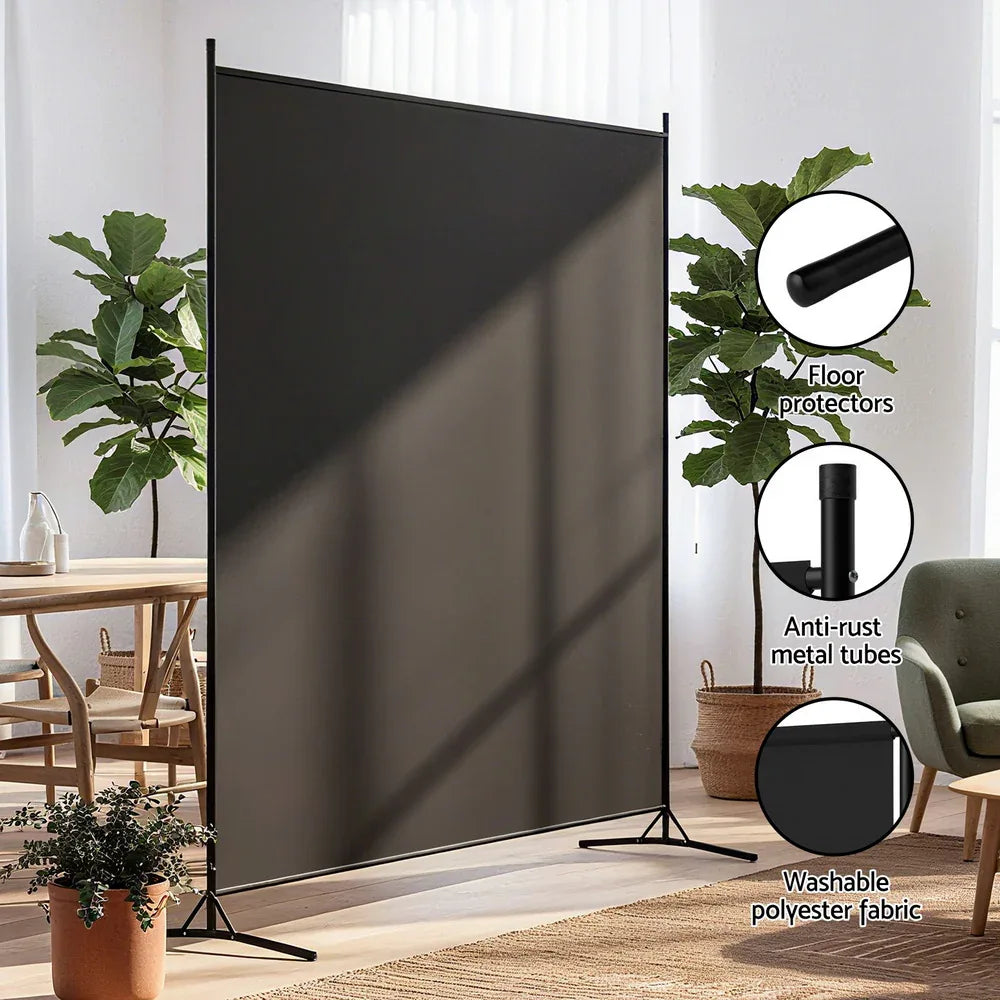 Artiss Room Divider Screen 175x180cm Fabric Black - Mekamart Australia