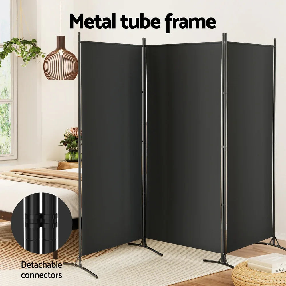 Artiss 3 Panel Room Divider Screen 260x180cm Fabric Black - Mekamart Australia